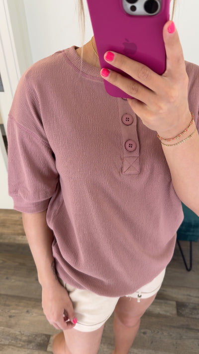 Half Sleeve Button Detail Top
