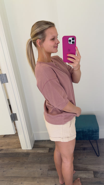 Half Sleeve Button Detail Top