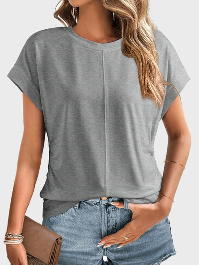 Online Exclusive: Ruched Round Neck Short Sleeve T-Shirt