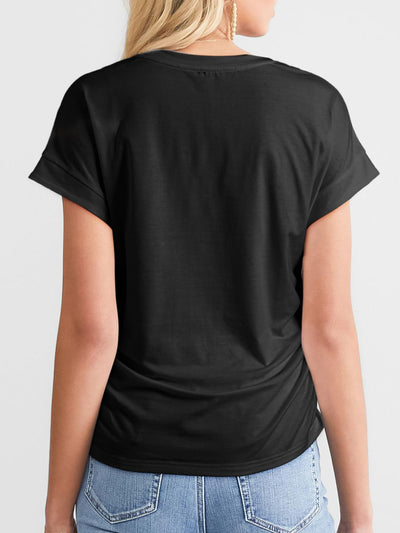 Online Exclusive: Ruched Round Neck Short Sleeve T-Shirt