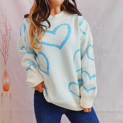 Online Exclusive: Heart Pattern Long Sleeve Sweater