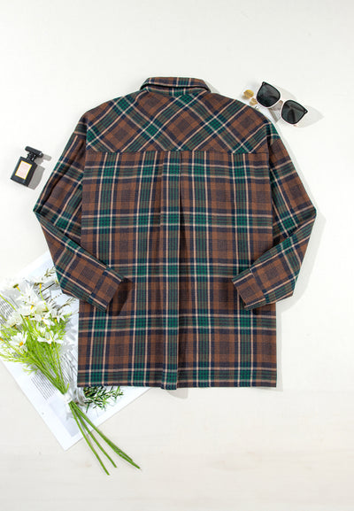 Online Exclusive: Plaid Collared Neck Button Up Jacket