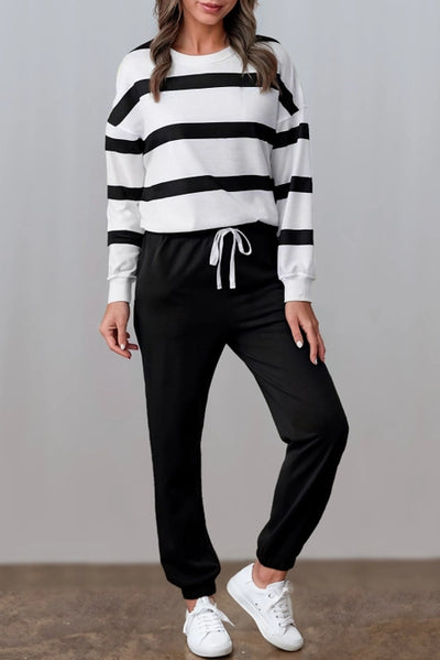 Cozy Striped Pullover & Jogger Pant Set