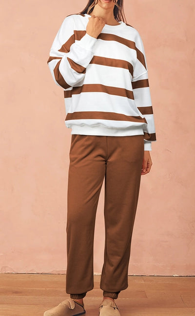 Cozy Striped Pullover & Jogger Pant Set