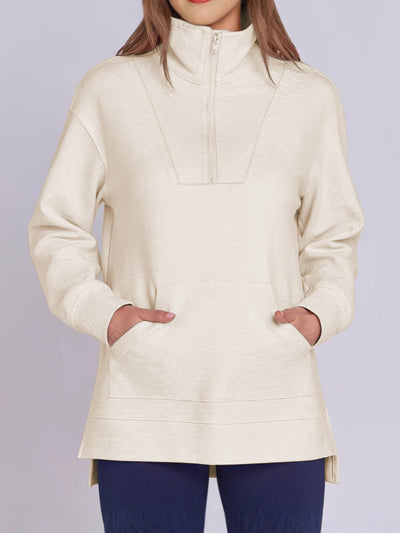 Online Exclusive: High-Low Quarter Zip Long Sleeve Sweatshirt