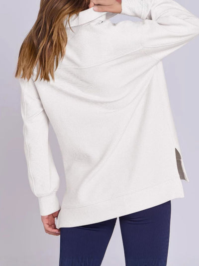 Online Exclusive: High-Low Quarter Zip Long Sleeve Sweatshirt