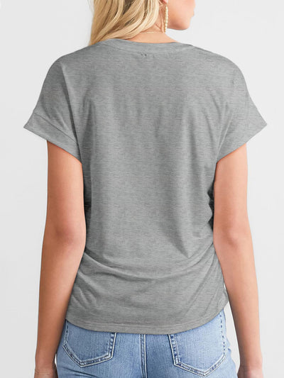 Online Exclusive: Ruched Round Neck Short Sleeve T-Shirt