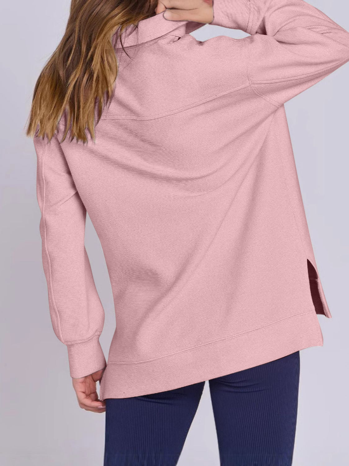 Online Exclusive: High-Low Quarter Zip Long Sleeve Sweatshirt