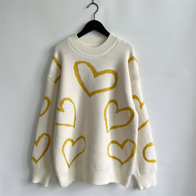 Online Exclusive: Heart Pattern Long Sleeve Sweater