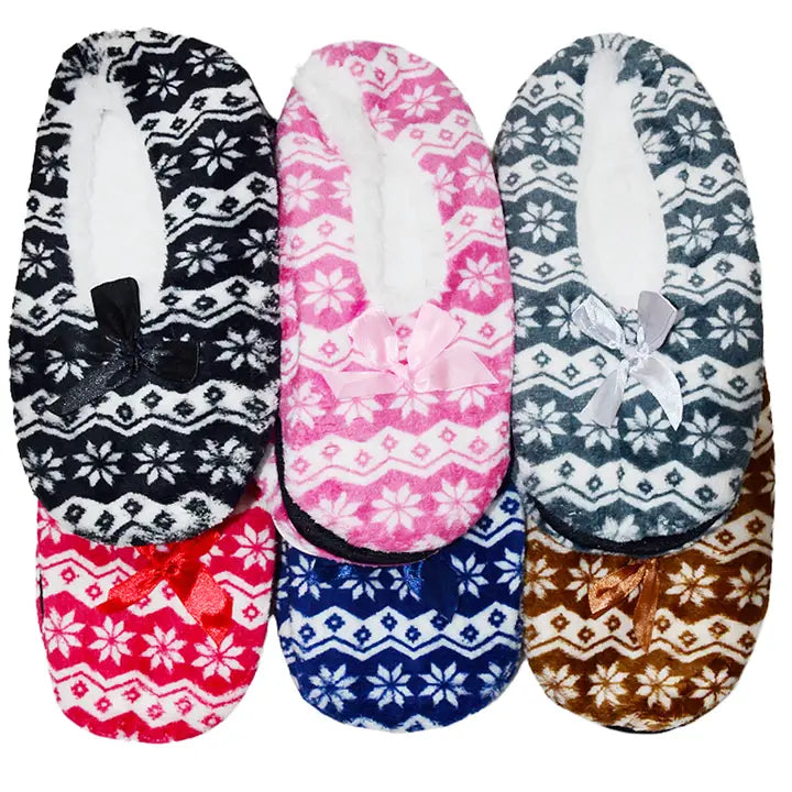 Chevron Snowflake Fleece Lounge Slipper Socks